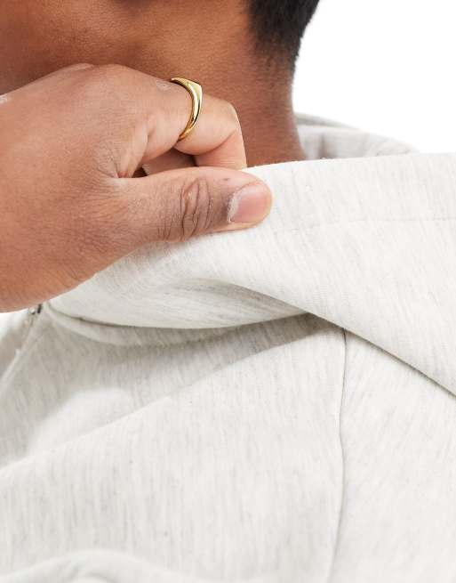 ASOS DESIGN heavyweight boxy oversized zip through hoodie in scuba-style fabric in grey marl , 3 of 4