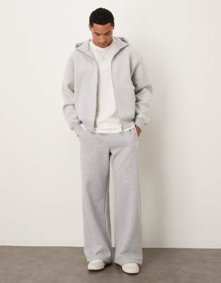Asos Design Oversized Boxy Heavyweight Scuba Zip Up Hoodie In Gray