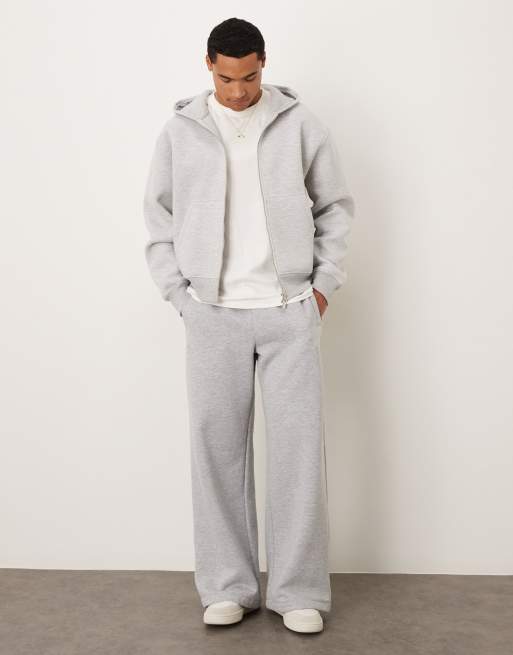 ASOS DESIGN heavyweight boxy oversized zip up hoodie in scuba-style fabric in ice heather