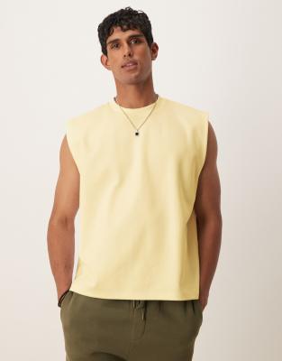 Asos Design Heavyweight Boxy Relaxed Tank In Yellow