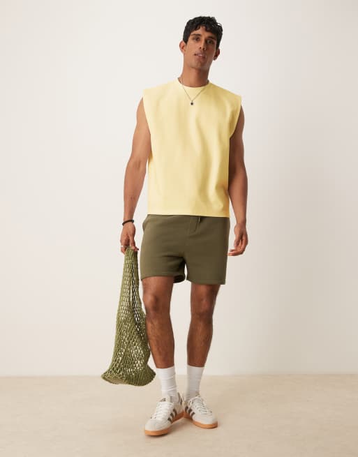 ASOS DESIGN heavyweight boxy relaxed tank in lemon