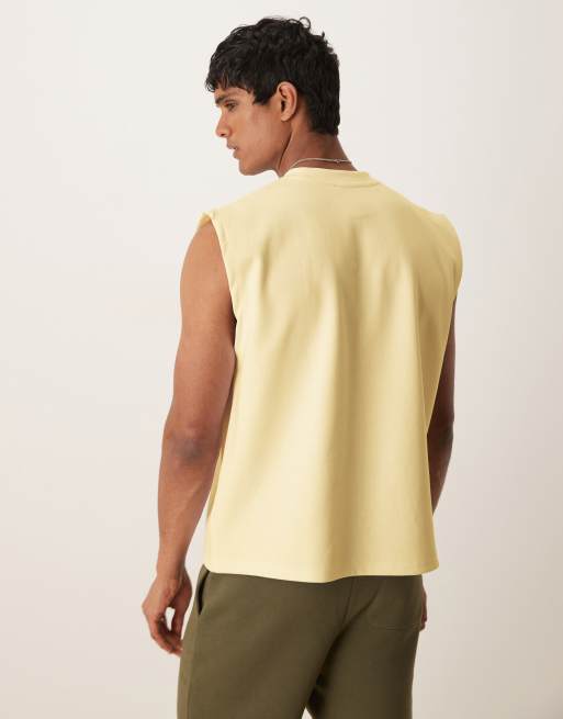 ASOS DESIGN heavyweight boxy relaxed tank in lemon