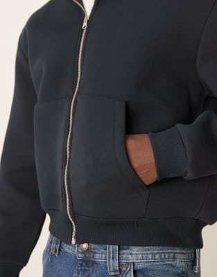 ASOS DESIGN heavyweight boxy scuba hoodie in navy