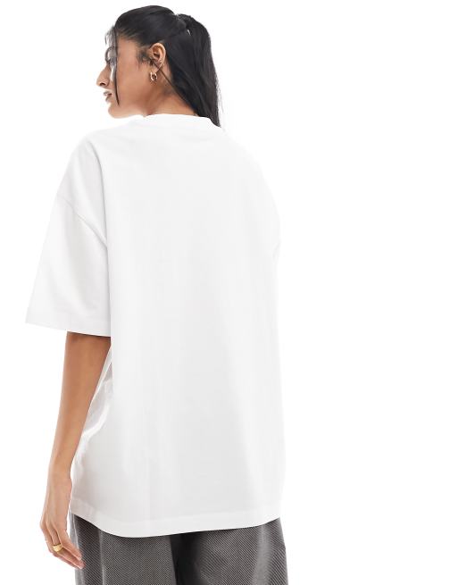 ASOS DESIGN heavyweight boyfriend fit t-shirt with happy hour graphic in white, 3 of 3
