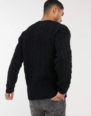 black knit crew neck sweater