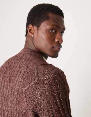 ASOS DESIGN heavyweight cable knit crew neck sweater in