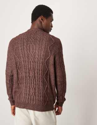 A&W×Chocolate Jesas Knit Sweater Wallace & Barnes Cable-knit Crewneck Sweater In Washed