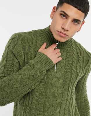 khaki half zip jumper