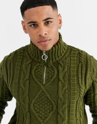 cable knit half zip
