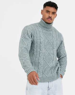 grey knitted roll neck jumper