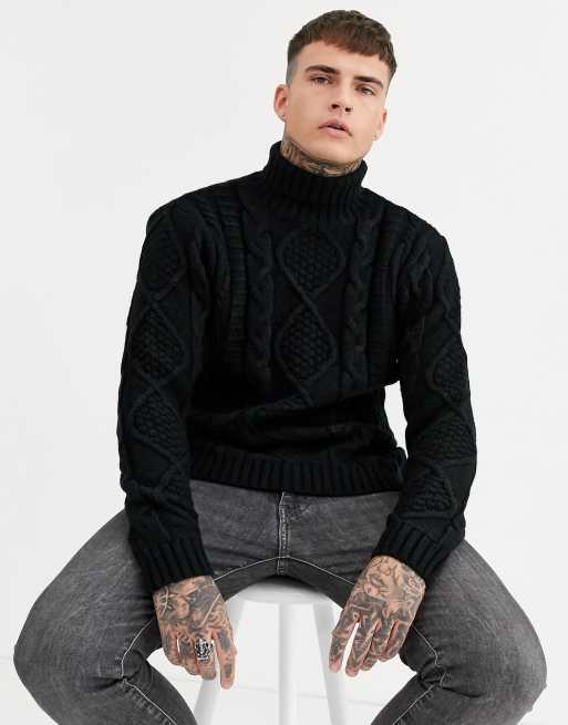 ASOS Design Cable Knit Roll Neck Sweater