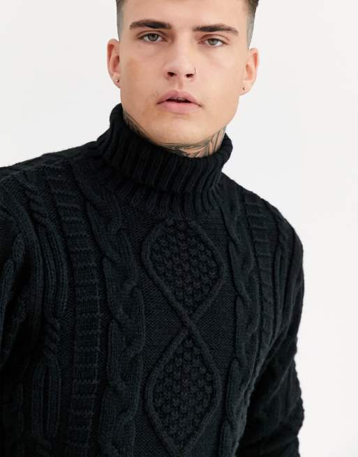 ASOS Design Cable Knit Roll Neck Sweater