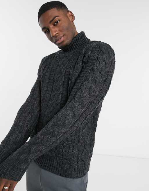 ASOS Design Cable Knit Roll Neck Sweater