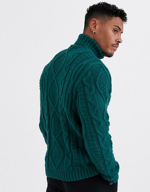ASOS Design Cable Knit Roll Neck Sweater