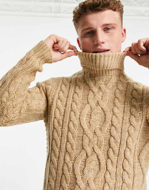 ASOS Design Cable Knit Roll Neck Sweater