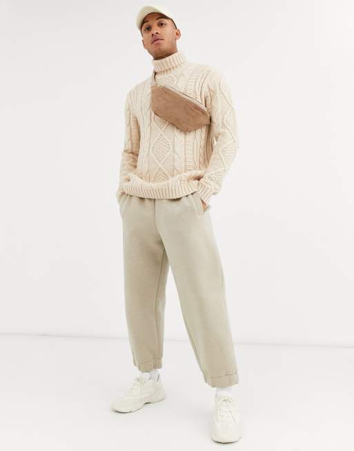 ASOS Design Cable Knit Roll Neck Sweater