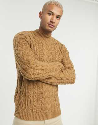 cable knit polo neck jumper