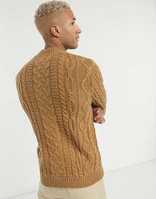 camel cable knit jumper