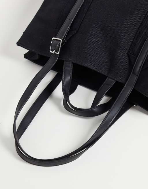 ASOS DESIGN heavyweight canvas tote bag with internal compartments and double strap, 2 of 4