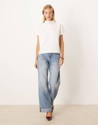 Asos Design Heavyweight Cotton Grown On Neck Boxy Tee In White