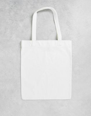 ASOS DESIGN heavyweight cotton tote bag in ecru - CREAM-White