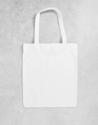 ASOS DESIGN heavyweight cotton tote bag in ecru-White