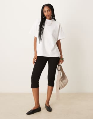 Asos Design Heavyweight Cotton With Grown On Neck And Shoulder Pad Detail In White