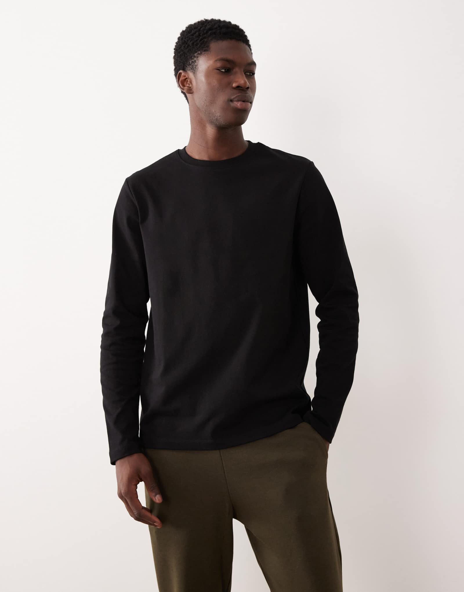 Черная футболка с круглым вырезом и длинным рукавом от ASOS DESIGN в супертяжелом весе