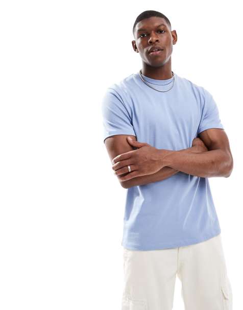 ASOS DESIGN heavyweight crew neck T-shirt 240gsm in blue - view 1