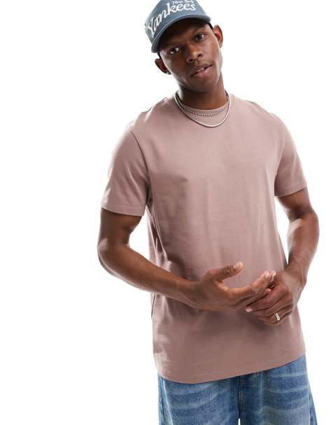 ASOS DESIGN heavyweight crew neck t-shirt 240gsm in brown - view 1