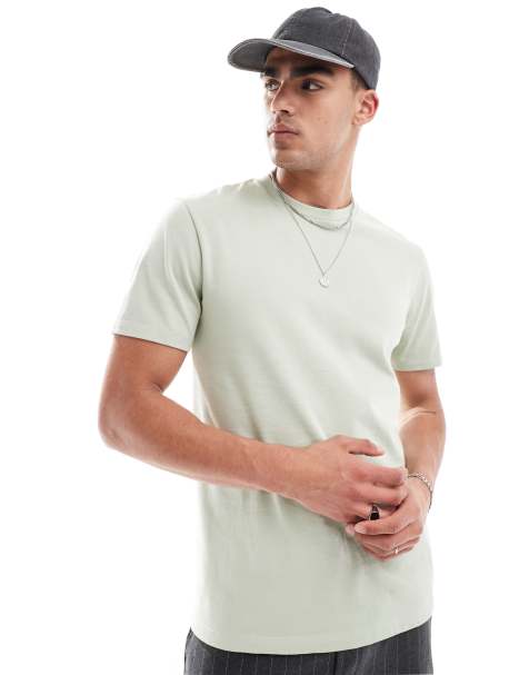ASOS DESIGN heavyweight crew neck t-shirt 240gsm in light green - view 1
