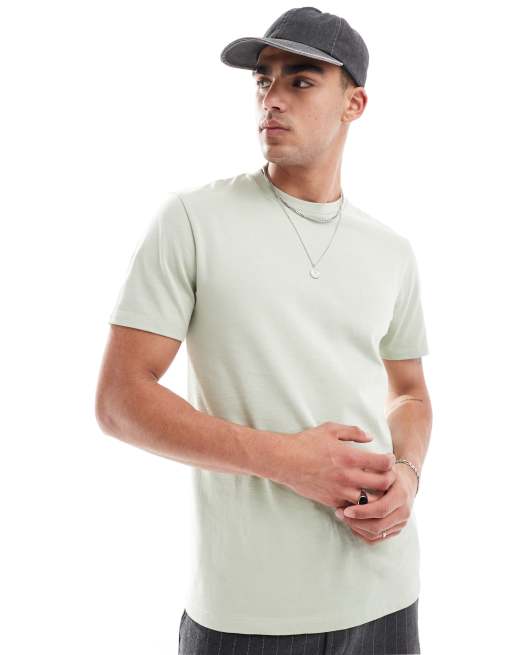 ASOS DESIGN heavyweight crew neck t-shirt 240gsm in light green 