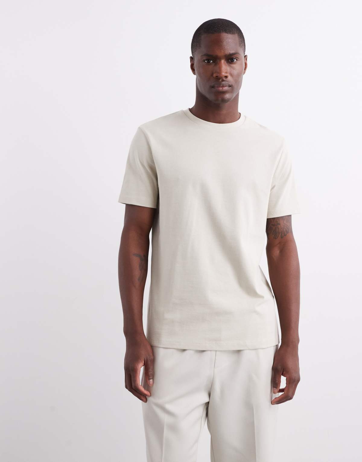 ASOS DESIGN heavyweight crew neck t-shirt 240gsm in stone