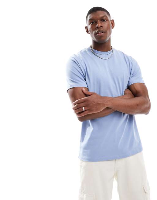 ASOS DESIGN heavyweight crew neck t-shirt in blue  - MBLUE
