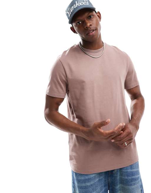 ASOS DESIGN heavyweight crew neck t-shirt in brown