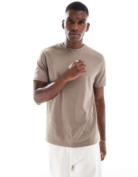 ASOS DESIGN heavyweight crew neck t-shirt in brown - view 1