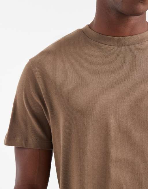 ASOS DESIGN heavyweight crew neck t-shirt in brown