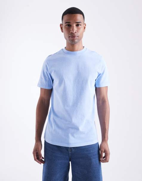 ASOS DESIGN heavyweight crew neck T-shirt in garment dyed blue - view 1