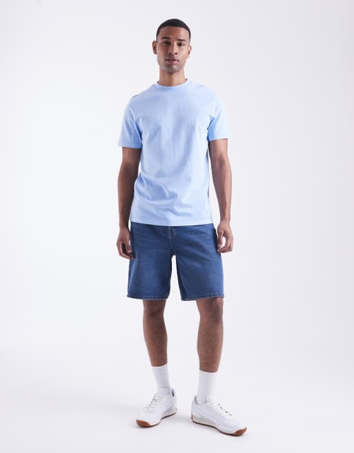 ASOS DESIGN heavyweight crew neck t-shirt in garment dyed blue  , 2 of 5