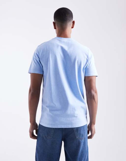 ASOS DESIGN heavyweight crew neck t-shirt in garment dyed blue  , 3 of 5