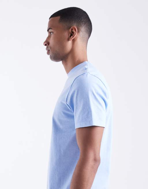 ASOS DESIGN heavyweight crew neck t-shirt in garment dyed blue  , 4 of 5