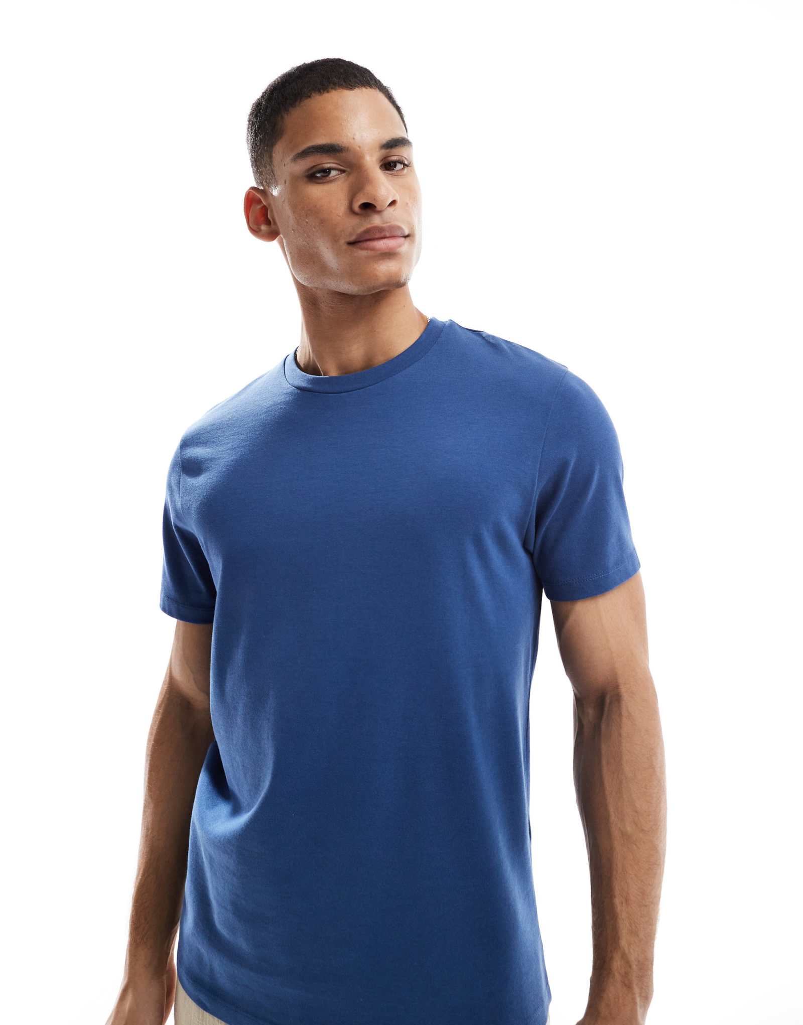 Дизайнерская футболка ASOS с круглым вырезом в тяжелом весе средне-синего цвета   
