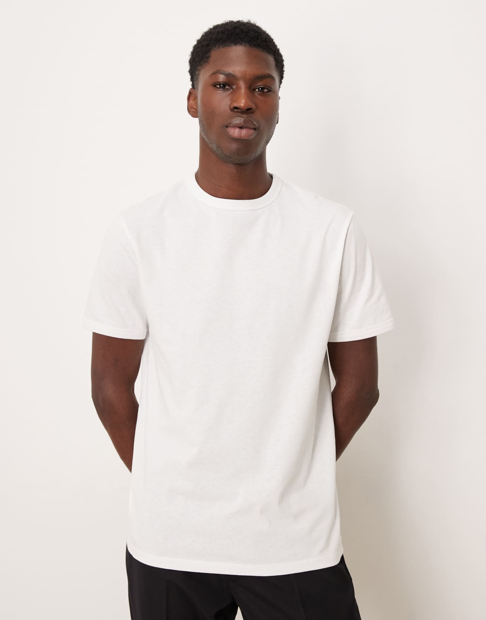 Футболка ASOS DESIGN heavyweight с круглым вырезом и белой вязкой