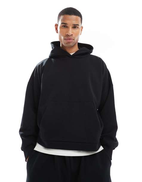 ASOS DESIGN heavyweight dropped shoulder hoodie in black (part of a set) - view 1