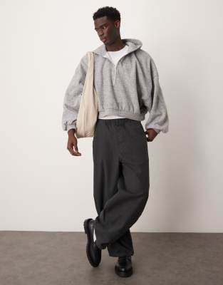 ASOS DESIGN ASOS DESIGN heavyweight extreme oversized cropped hoody in brushed grey fleece - GREY