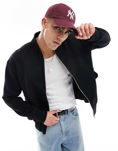 ASOS DESIGN heavyweight extreme oversized bomber jacket in black - view 1