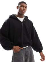 ASOS DESIGN extreme oversized boxy lightweight sweater with rib texture in black