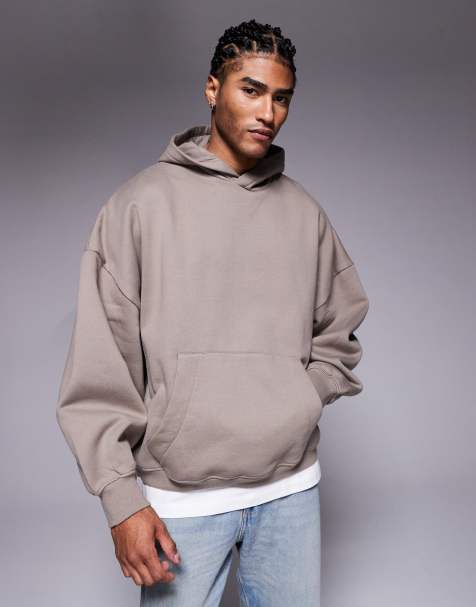 ASOS DESIGN  heavyweight extreme oversized hoodie with sleeve details in washed khaki - BROWN - view 1