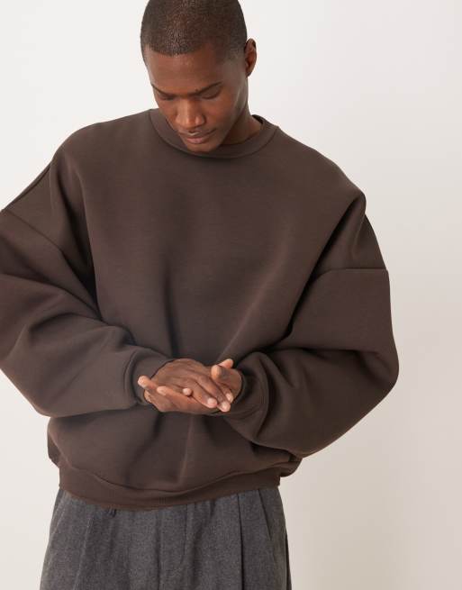 ASOS DESIGN heavyweight extreme oversized scuba sweatshirt in brown
