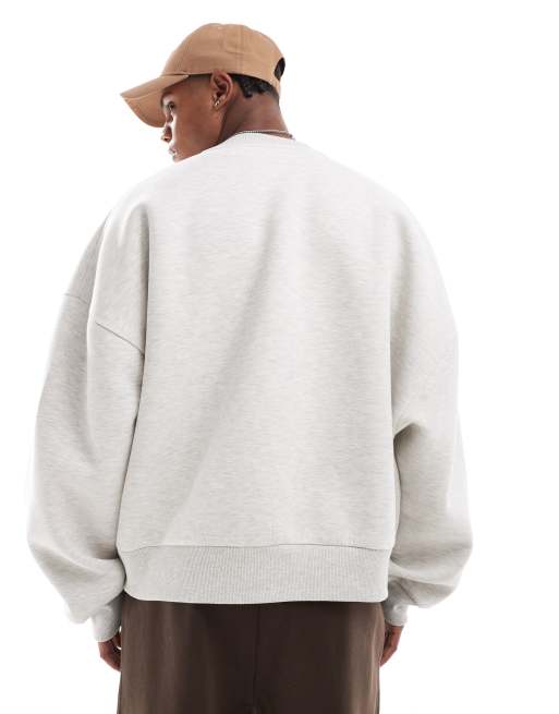 ASOS Design Heavyweight Extreme Oversized Scuba Sweatshirt in Gray Heather White